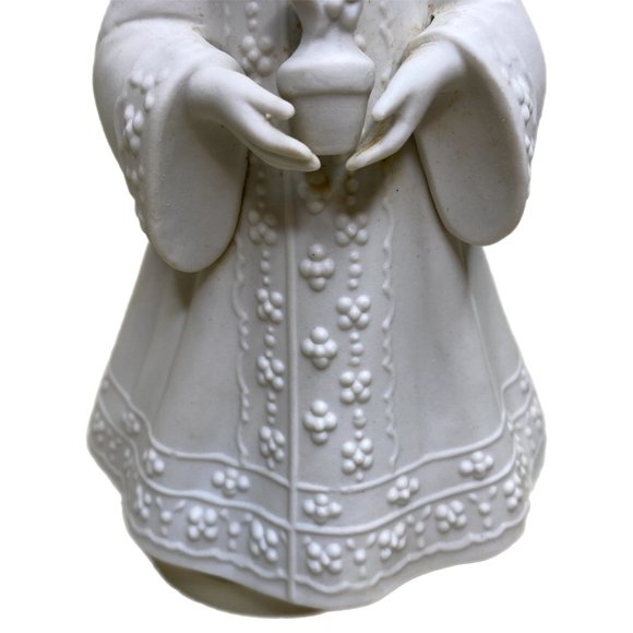 Music Box Angel Vintage Ceramic White Christmas - Picture 9 of 10